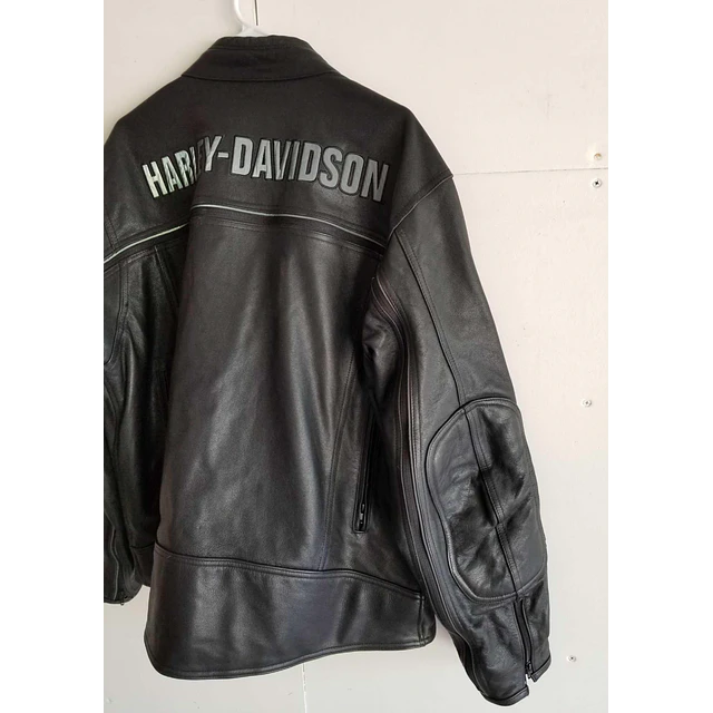 Chaqueta cuero marca Harley Davidson, color negro, modelo desmontable talla XL 1975 17