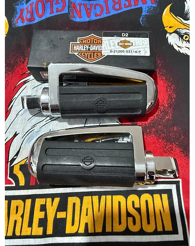 Pedales Moto Marca Harley Davidson, Black Rubber Foot Pegs Bar & Shield Footrests Footpegs 1979