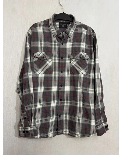 Camisa manga larga marca Harley Davidson, color a cuadros, Talla XL 1983