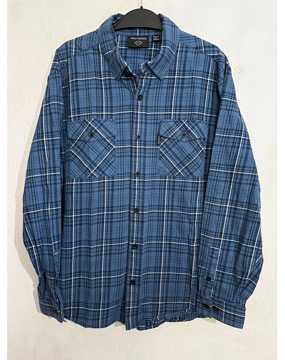 Camisa manga larga marca Harley Davidson, color a cuadros, Talla XL 1984