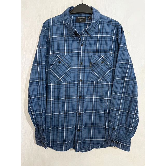 Camisa manga larga marca Harley Davidson, color a cuadros, Talla XL 1984 1