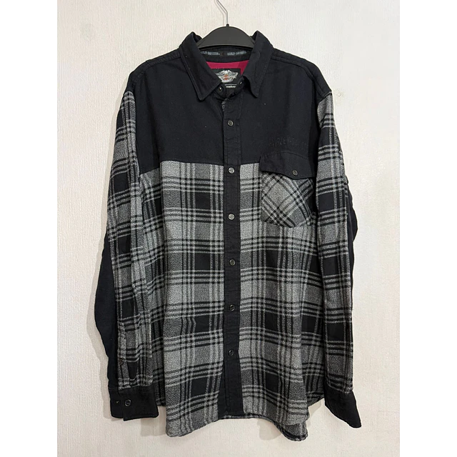 Camisa casual marca Harley Davidson, color negro y gris, Talla XL 1985 1