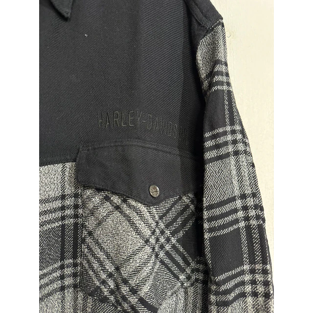 Camisa casual marca Harley Davidson, color negro y gris, Talla XL 1985 4