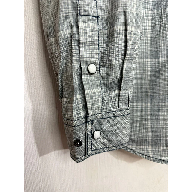 Camisa manga larga marca Harley Davidson, color gris a cuadros, Talla XL 1986 2