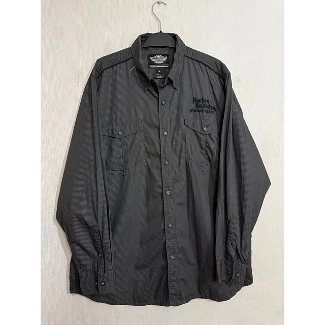 Camisa manga larga marca Harley Davidson, color negro, Talla XL 1987 1