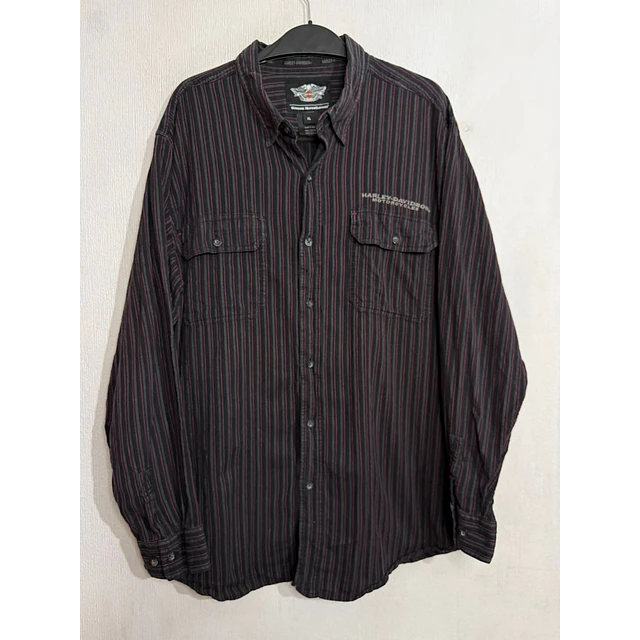 Camisa manga larga marca Harley Davidson, multicolor a lineas, Talla XL 1988 1