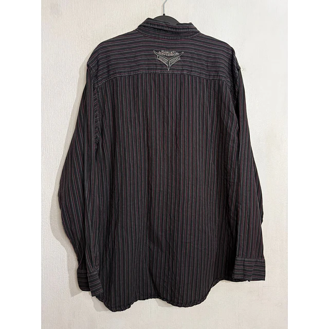 Camisa manga larga marca Harley Davidson, multicolor a lineas, Talla XL 1988 2
