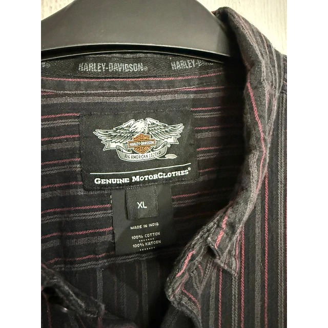 Camisa manga larga marca Harley Davidson, multicolor a lineas, Talla XL 1988 3