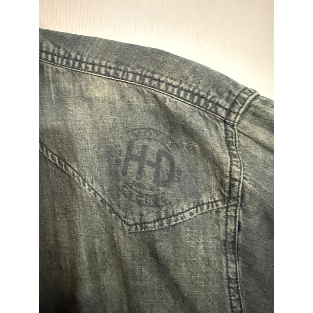 Camisa manga larga marca Harley Davidson, tela denin jeans, Talla XL 1987 5