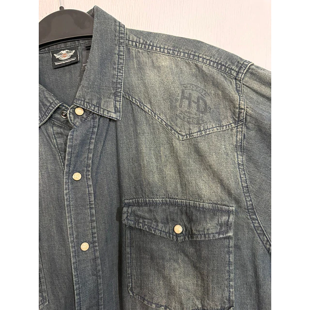 Camisa manga larga marca Harley Davidson, tela denin jeans, Talla XL 1987 6