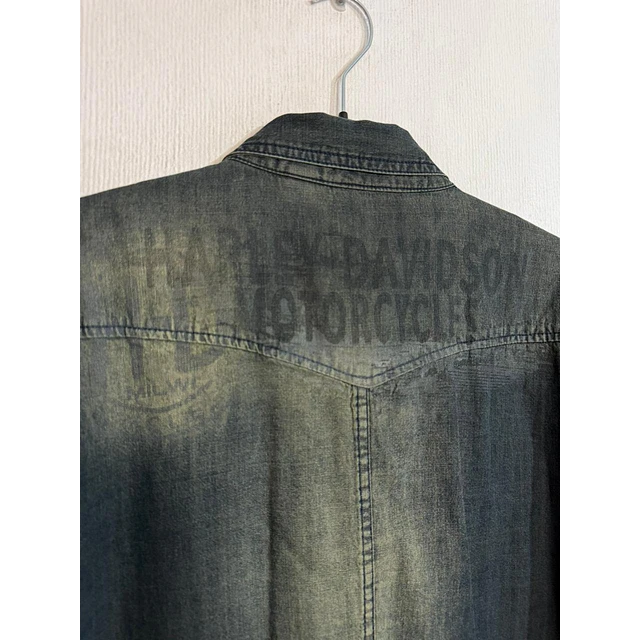 Camisa manga larga marca Harley Davidson, tela denin jeans, Talla XL 1987 7