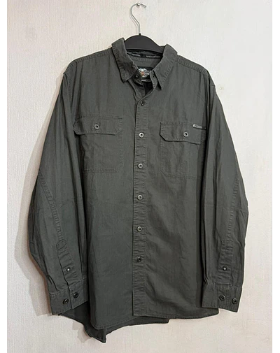Camisa manga larga marca Harley Davidson, color gris, Talla XL 1990