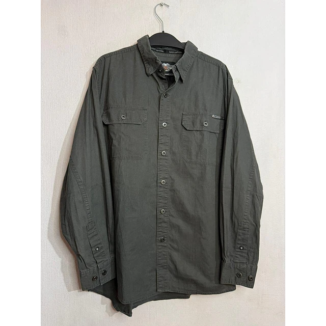 Camisa manga larga marca Harley Davidson, color gris, Talla XL 1990 1