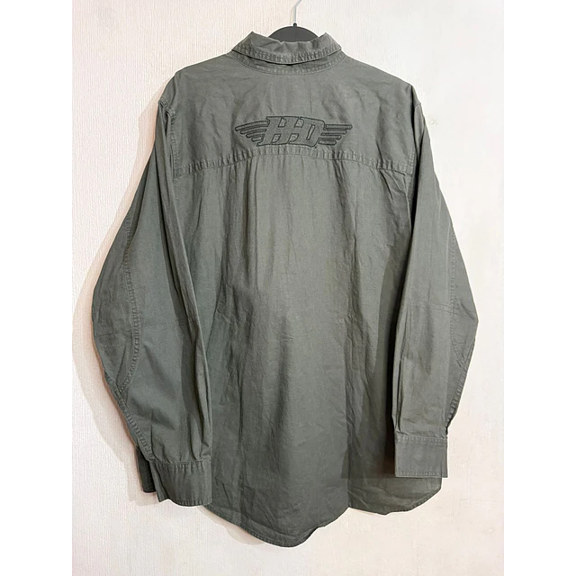 Camisa manga larga marca Harley Davidson, color gris, Talla XL 1990 2