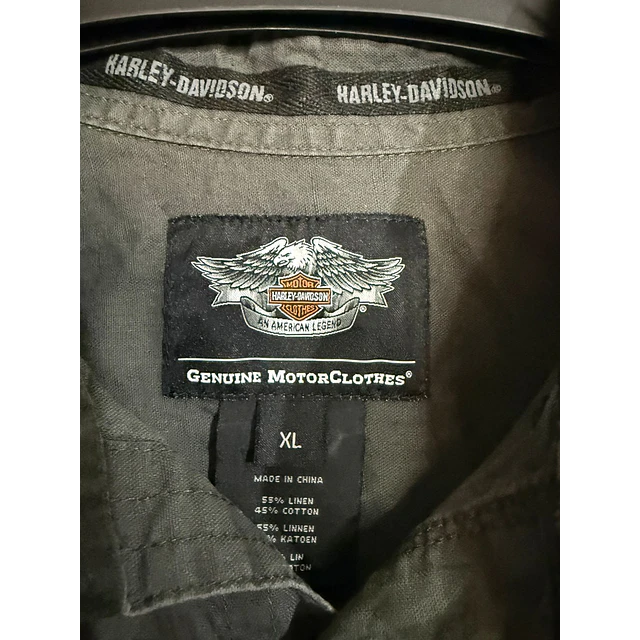 Camisa manga larga marca Harley Davidson, color azul a lineas Talla XL 1991 3