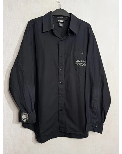 Camisa manga larga marca Harley Davidson, color negro, Talla XL 1992