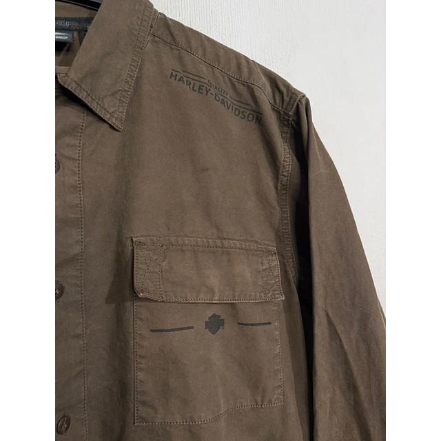 Camisa manga larga marca Harley Davidson, color café, Talla XL 1993 3