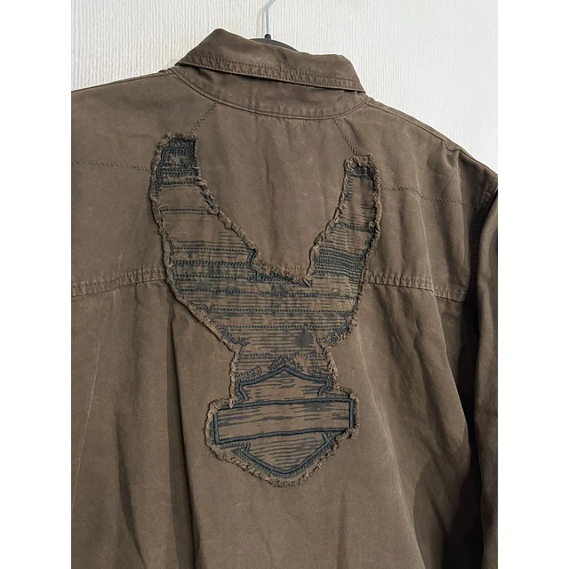 Camisa manga larga marca Harley Davidson, color café, Talla XL 1993 7