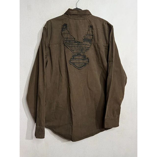 Camisa manga larga marca Harley Davidson, color café, Talla XL 1993 2