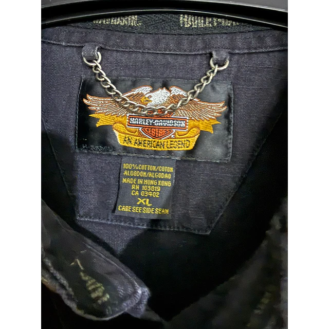 Camisa manga larga marca Harley Davidson, color negra, Talla XL 1995 3