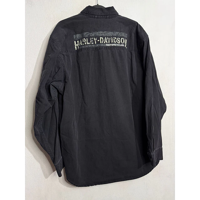 Camisa manga larga marca Harley Davidson, color negra, Talla XL 1995 2