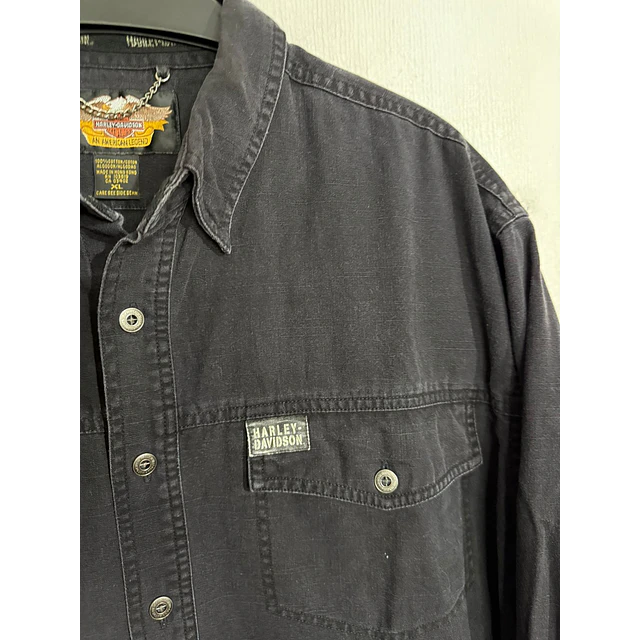 Camisa manga larga marca Harley Davidson, color negra, Talla XL 1995 7