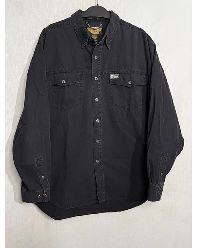 Camisa manga larga marca Harley Davidson, color negra, Talla XL 1995