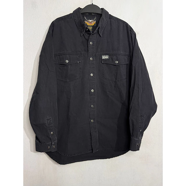 Camisa manga larga marca Harley Davidson, color negra, Talla XL 1995 1