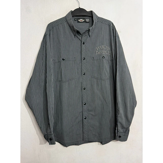 Camisa manga larga marca Harley Davidson, color negro, Talla XL 1996 1