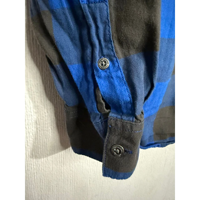Camisa manga larga marca Harley Davidson, color azul y negro a cuadros, Talla XL 1998 6