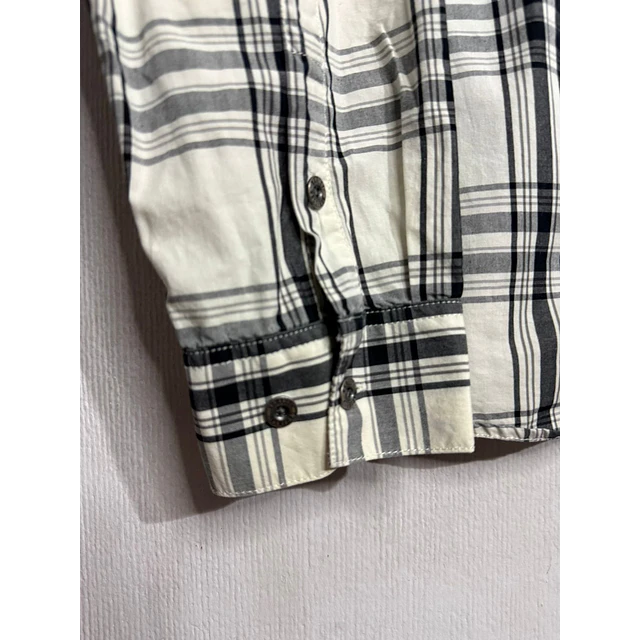 Camisa manga larga marca Harley Davidson, color blanco y negro a cuadros, Talla XL 1999 2