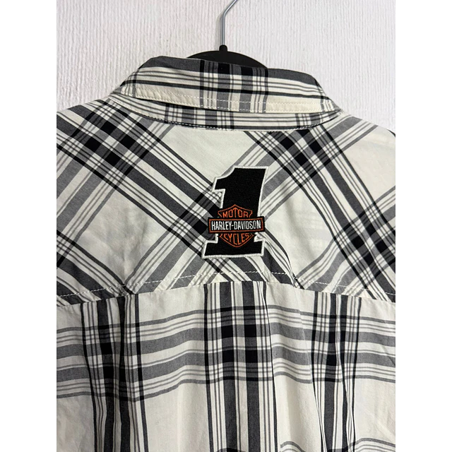 Camisa manga larga marca Harley Davidson, color blanco y negro a cuadros, Talla XL 1999 6