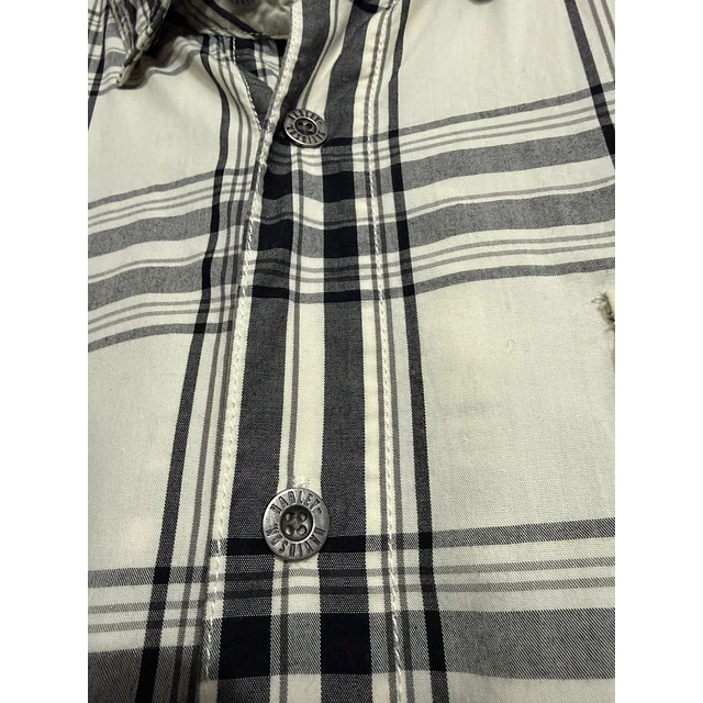 Camisa manga larga marca Harley Davidson, color blanco y negro a cuadros, Talla XL 1999 8