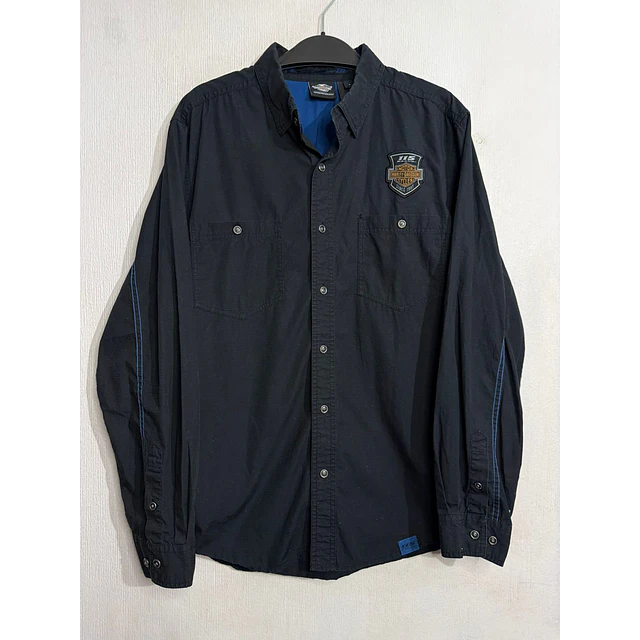 Camisa manga larga marca Harley Davidson, color negra mod Aniversario 115 años, Talla XL 2003 1