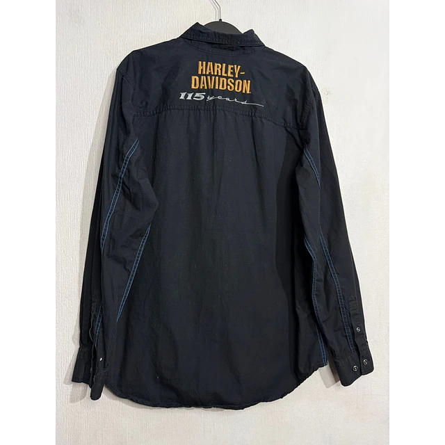 Camisa manga larga marca Harley Davidson, color negra mod Aniversario 115 años, Talla XL 2003 2