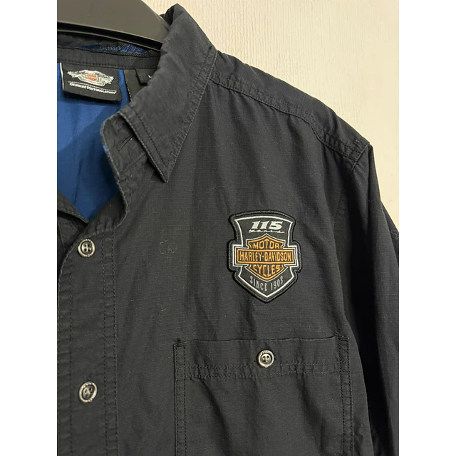 Camisa manga larga marca Harley Davidson, color negra mod Aniversario 115 años, Talla XL 2003 5