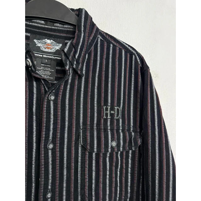 Camisa manga larga, marca Harley Davidson, color azula a rayas, Talla L 2004 6