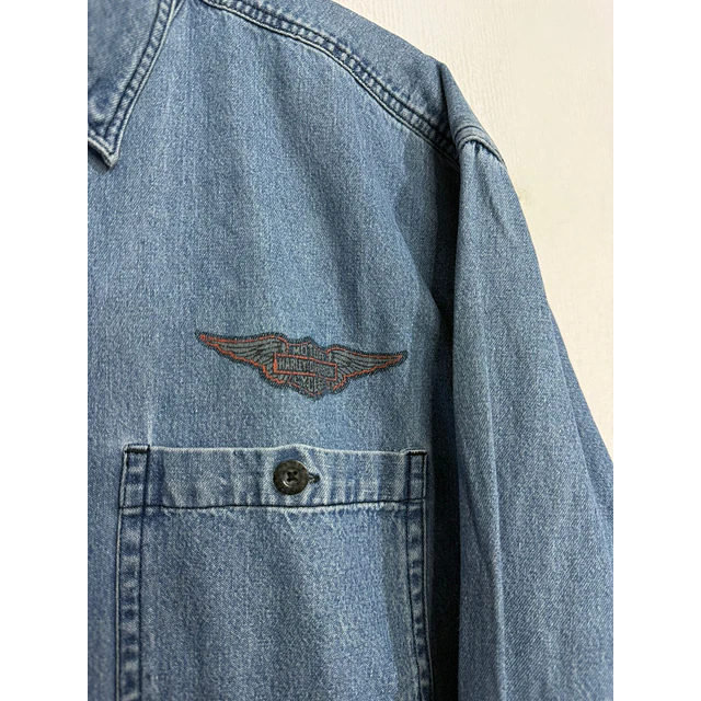 Camisa manga larga marca Harley Davidson, denin Jeans, Talla L 2005 2