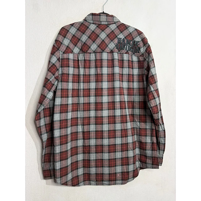 Camisa manga larga marca Harley Davidson, color rojo a cuadros, Talla L 2008 2