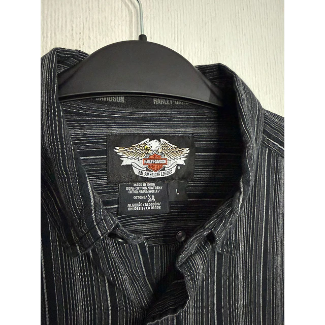 Camisa manga larga, marca Harley Davidson, color negro a rayas, Talla L 2013 3
