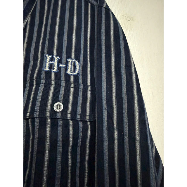 Camisa manga larga, marca Harley Davidson, Color azul a rayas, Talla L 2014 6