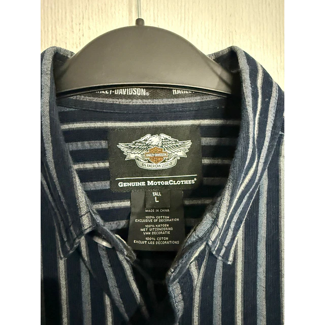 Camisa manga larga, marca Harley Davidson, Color azul a rayas, Talla L 2014 3