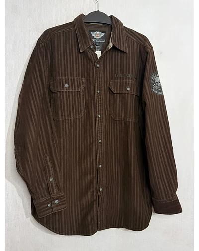 Camisa manga larga, marca Harley Davidson, color cafe, Talla L 2015
