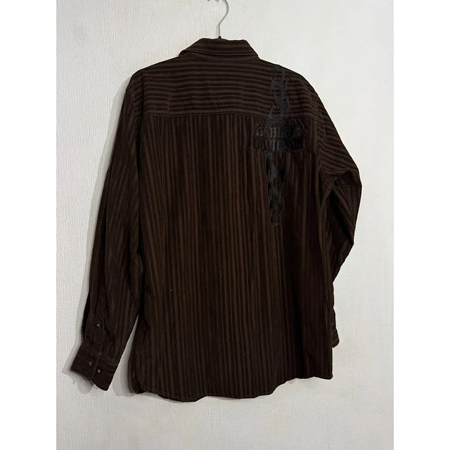 Camisa manga larga, marca Harley Davidson, color cafe, Talla L 2015 2