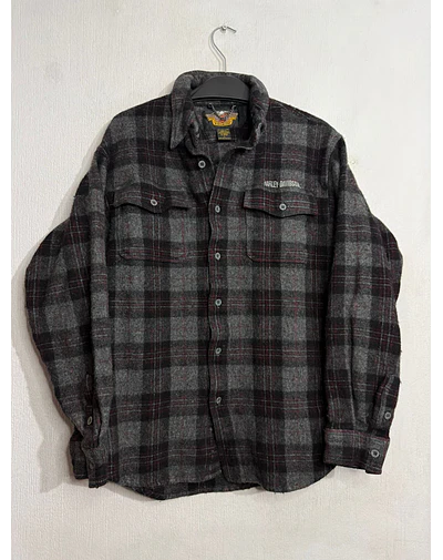 Camisa manga larga marca Harley Davidson, color a cuadros de franela, Talla M 2018