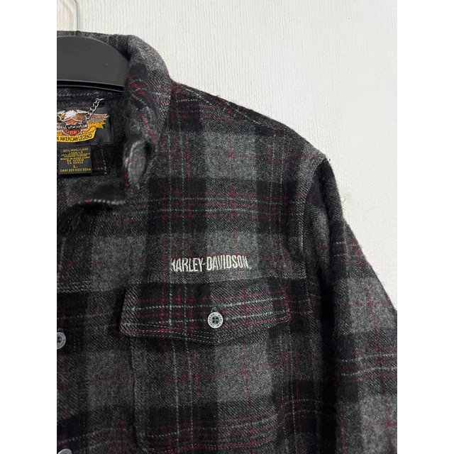 Camisa manga larga marca Harley Davidson, color a cuadros de franela, Talla M 2018 3