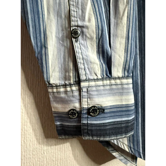 Camisa manga larga marca Harley Davidson, color azul a rayas, Talla M 2019 6