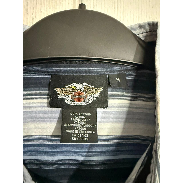 Camisa manga larga marca Harley Davidson, color azul a rayas, Talla M 2019 3