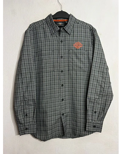 Camisa manga larga marca Harley Davidson, color gris a cuadros, Talla M 2021