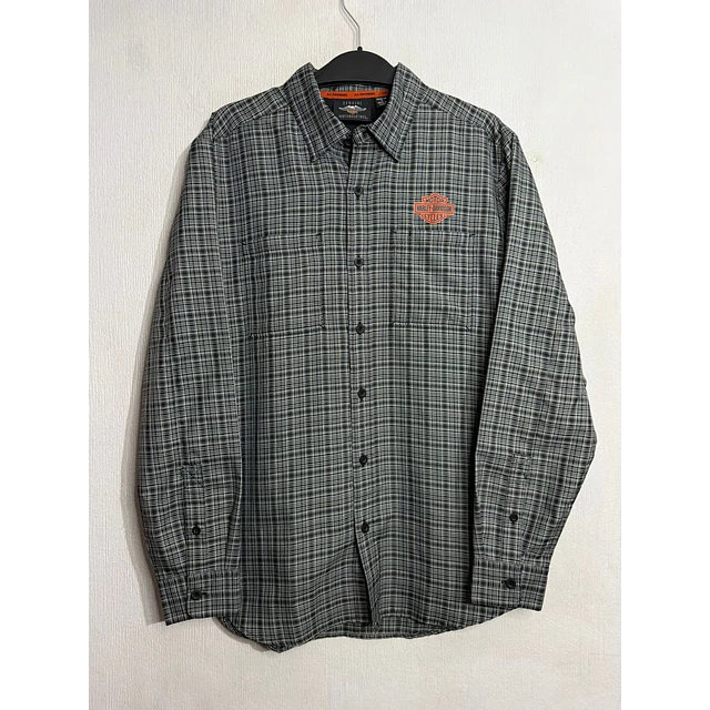 Camisa manga larga marca Harley Davidson, color gris a cuadros, Talla M 2021 1